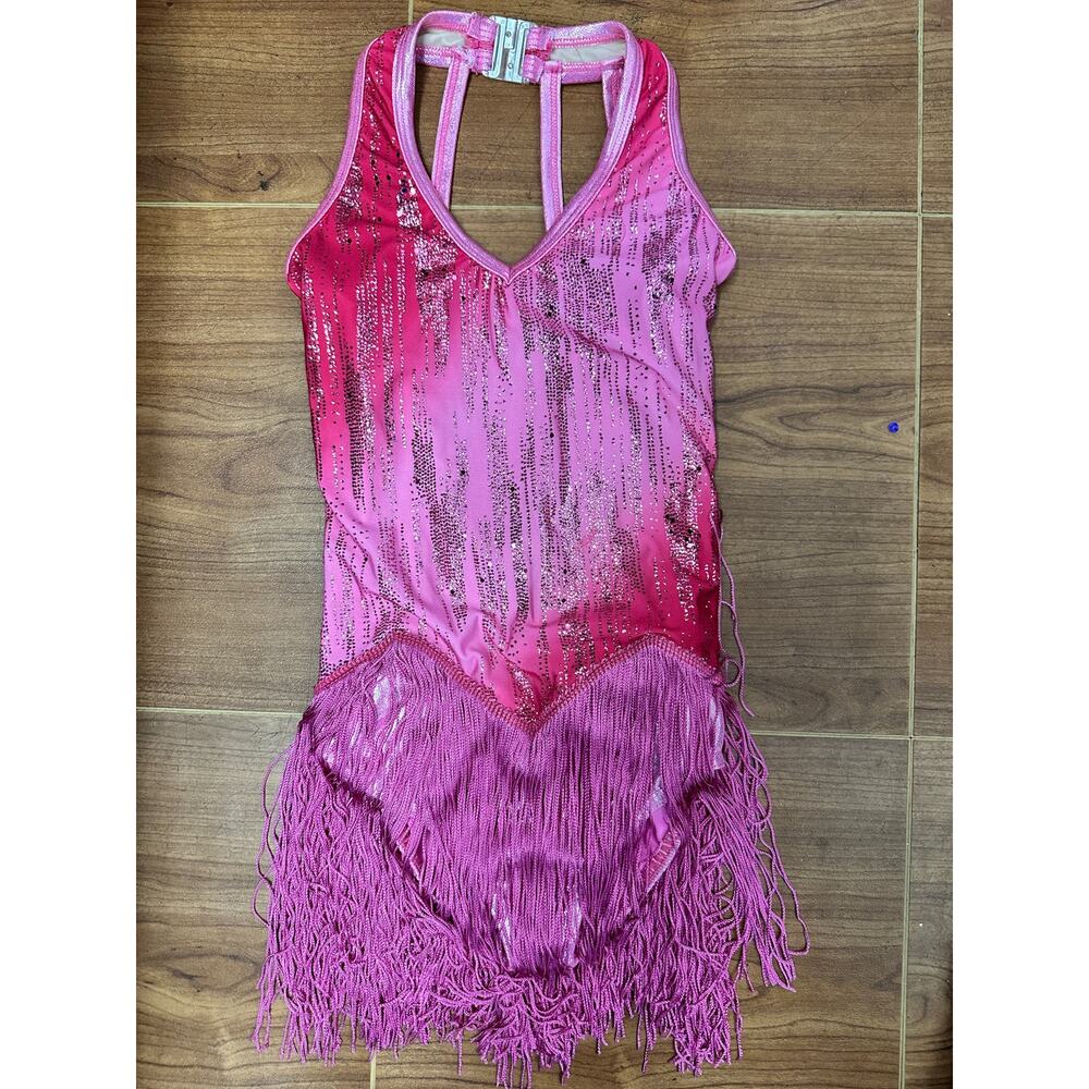 Dance Costume MC Pink A Wish Come True V1169 Jazz Tap Theater Glitter Fringe